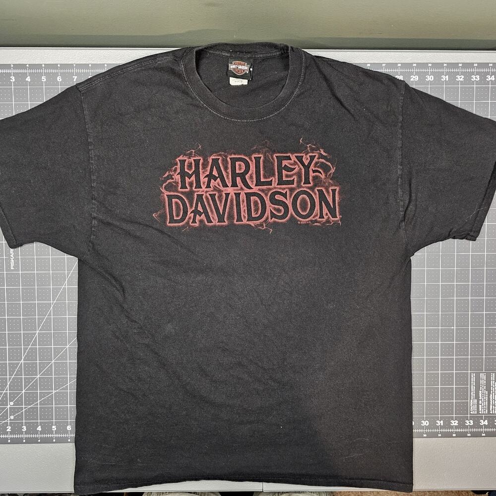 Harley Davidson Tshirt Mens XL Biker Motorcycle Flames Bald Eagle Streetwear Y2K
